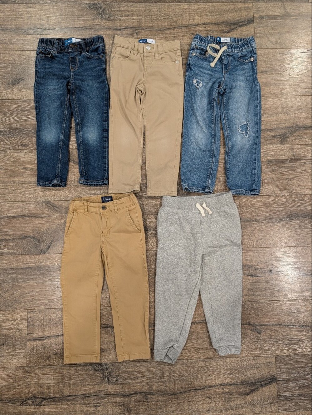Old Navy 4T Skinny Jeans Pants Boys Bundle Lot  Blue Denim Tan Chinos Grey